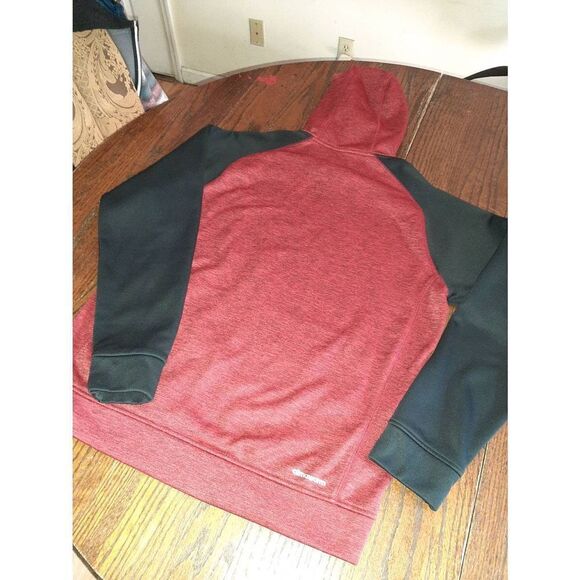 Mens Medium Adidas Clima Warm Team Issue Pullover Hoodie Sweatshirt Red Black - Picture 4 of 5